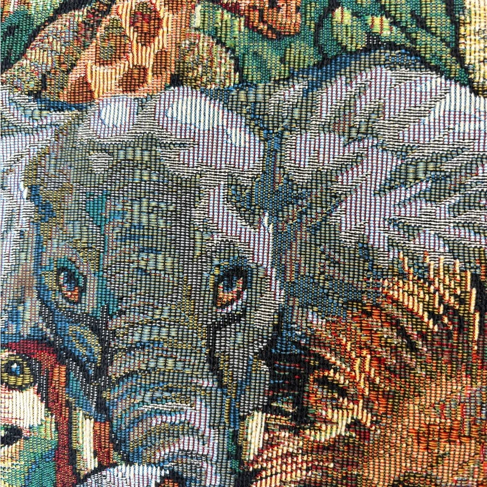 Vintage Wild Safari Animal Tapestry Throw Pillow - Multicolor